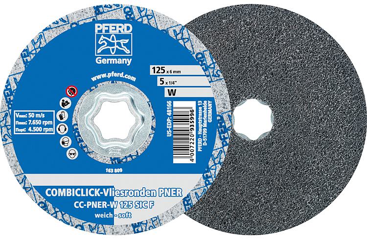 Vliesscheibe Pferd COMBICLICK, Ø 125 mm, weich / fein Vliesscheibe Pferd COMBICLICK, Ø 125 mm, weich / fein