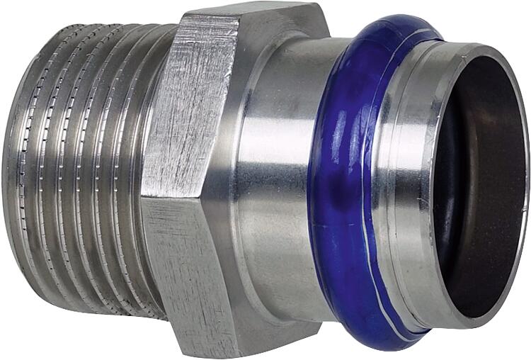 Edelstahl Übergangsmuffe AG 15mm x 1/2" V-Kontur Edelstahl Übergangsmuffe AG 15mm x 1/2" V-Kontur