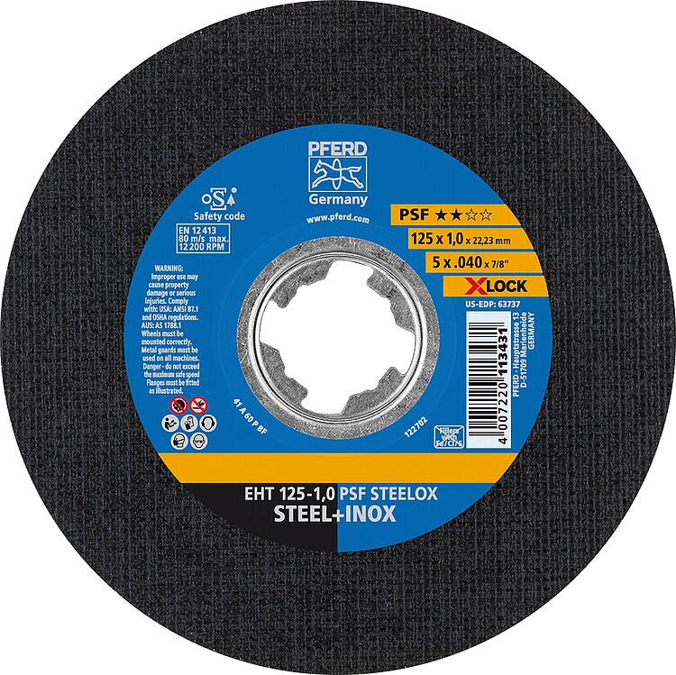 Trennscheibe PFERD Ø 125 x 1,0mm X-Lock, gerade für Stahl, Edelstahl