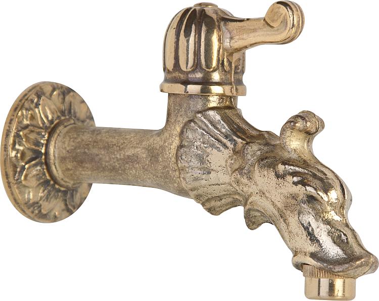 Auslaufventil mit Hebelgriff in Bronze mit Rosette, Wandanschluß 1/2 Auslaufventil mit Hebelgriff in Bronze mit Rosette, Wandanschluß 1/2