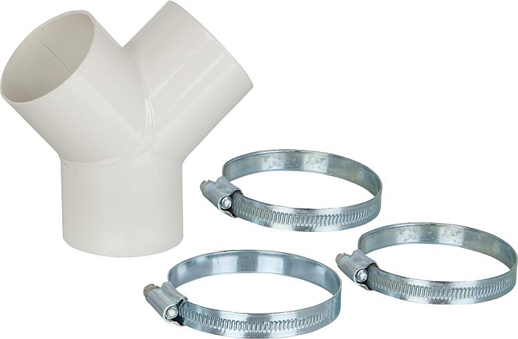 Y-Anschluss Comfort Air Drm. 60mm, inkl. 3 Rohrschellen Anschluss für 2 Luftkanäle