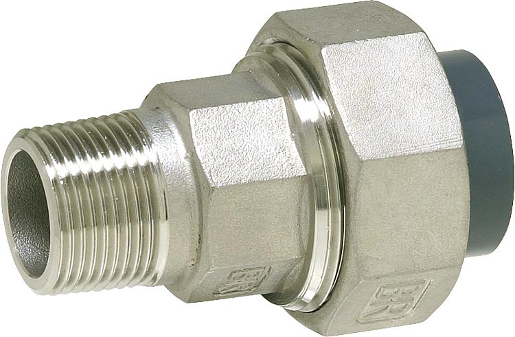 PVC-U - Klebefitting Rohrverschraubung PVC-U/V2A, 20 mm x 1/2", AG PVC-U - Klebefitting Rohrverschraubung PVC-U/V2A, 20 mm x 1/2", AG