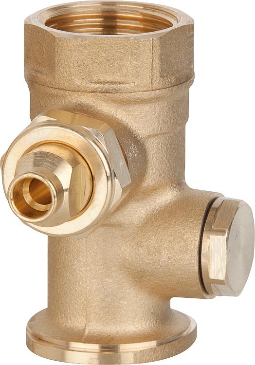 Thermometerkugelhahn TK DN25, F1" x 1"IG,1/2", Muffe rechts