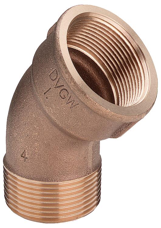 Rotguss-Gewindefitting Winkel 45 Typ 3121 1 1/2" IGxAG Rotguss-Gewindefitting Winkel 45 Typ 3121 1 1/2" IGxAG
