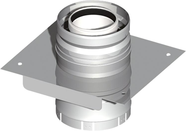 Kunststoff-Abgassystem Konsolplatte mitZuluftstutzen, inkl. Klemmband - DN 80/12 Kunststoff-Abgassystem Konsolplatte mitZuluftstutzen, inkl. Klemmband - DN 80/12