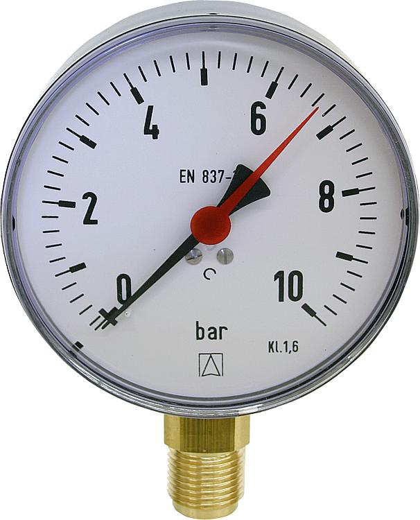 Rohrfeder-Standardmanometer -1/0 bar, 100 mm, G 1/2" Rohrfeder-Standardmanometer -1/0 bar, 100 mm, G 1/2"