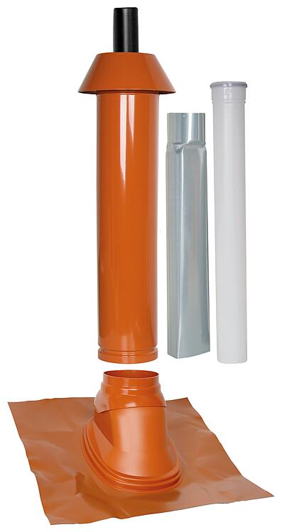 Mündungspaket Skobifix XXs Schrägdach 25° - 45°, DN 80/125 rot, 1,0m Mündungspaket Skobifix XXs Schrägdach 25° - 45°, DN 80/125 rot, 1,0m