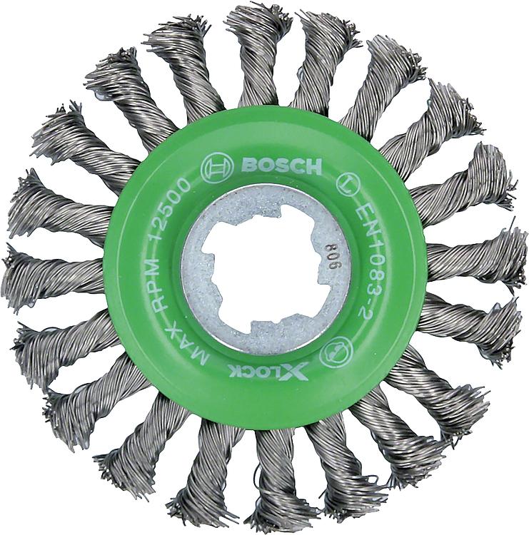 Zopfbürste BOSCH® mit X - Lock Aufnahme Ø 115 mm 0,5 mm Edelstahldraht Zopfbürste BOSCH® mit X - Lock Aufnahme Ø 115 mm 0,5 mm Edelstahldraht