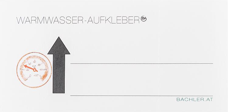 Hinweisplakette Warmwasser,  100 x 50 mm, 25 Stück