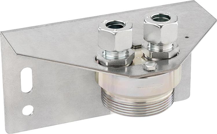 Halterung für 1-Stutzen Gaszähler G2,5-G4-G6 2" x RVS 18, 180° drehbar