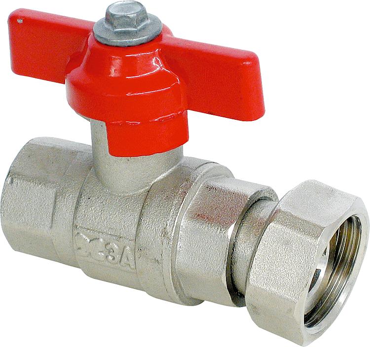 Kugelhahn m.Flügelgriff 1/2"IG x 3/4"Verschraub.IG Messing vernickelt PN 16