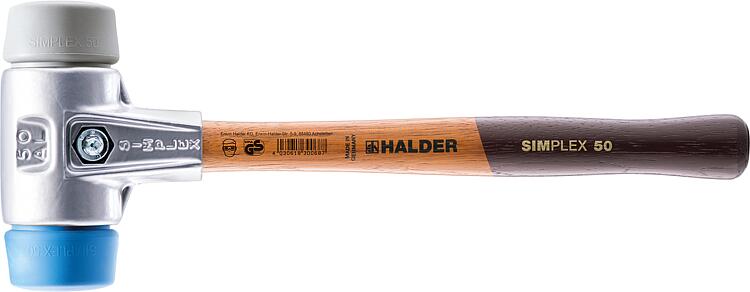 SIMPLEX-Schonhammer Halder mit Aluminiumgehäuse und Holzstiel, TPE-soft/TPE-mid, Ø 30 mm SIMPLEX-Schonhammer Halder mit Aluminiumgehäuse und Holzstiel, TPE-soft/TPE-mid, Ø 30 mm