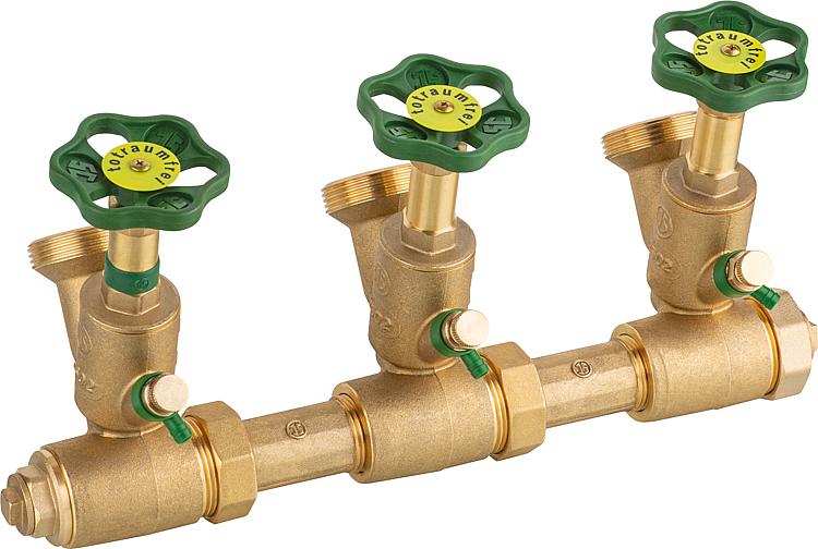 Kompaktverteiler Sanitär 1" DVGW-geprüft 2-fach DN 25 1 1/4"x1 1/2" Kompaktverteiler Sanitär 1" DVGW-geprüft 2-fach DN 25 1 1/4"x1 1/2"