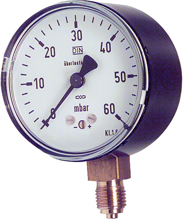 Kapselfedermanometer,Edelstahl, KP 63.3DN8 1/4" radial 0-60 mbar