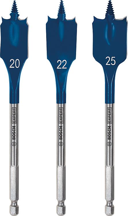 Flachfräsbohrer BOSCH 3-teilig Expert SELFCUT Ø 20/22/25mm, Länge 152 mm mit 1/4" Sechskantaufnahme