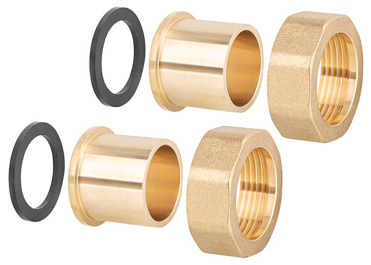 Lötanschluß-Verschraubung 1 1/2"x 35mm mit je 2 Überwurfmuttern, Löttüllen und D Lötanschluß-Verschraubung 1 1/2"x 35mm mit je 2 Überwurfmuttern, Löttüllen und D