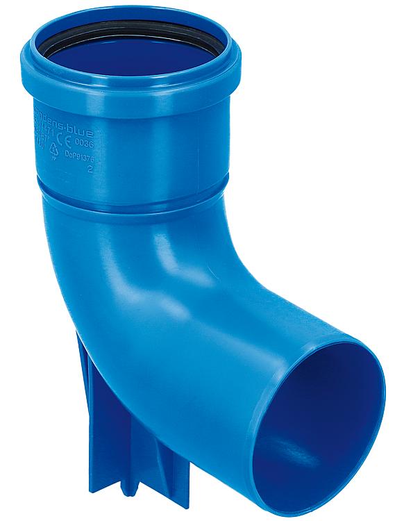 CondensBlue Bogen mit Stützfuß einwandig, 87 DN 60 CondensBlue Bogen mit Stützfuß einwandig, 87 DN 60