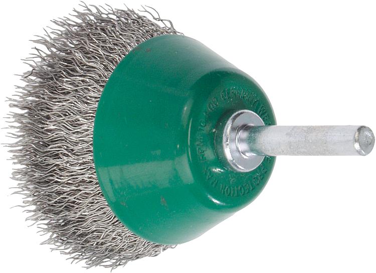 Flächenbürste Edelstahldraht gewellt 0,30 mm 50 mm, Schaft 6,0 mm