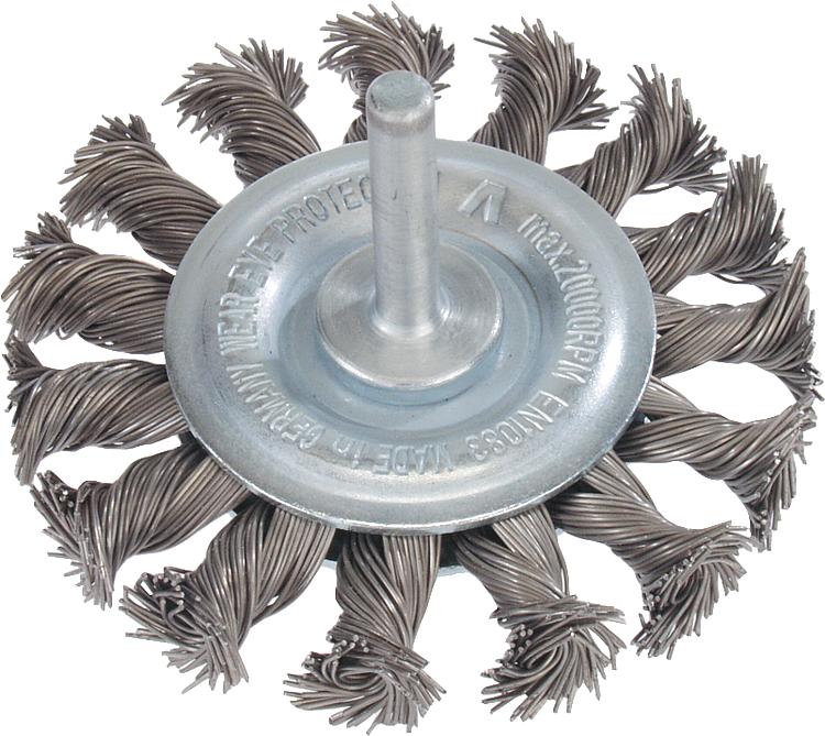 Rundbürste gezopft Stahldraht 0,50 mm 75 mm, Schaft 6,0 mm