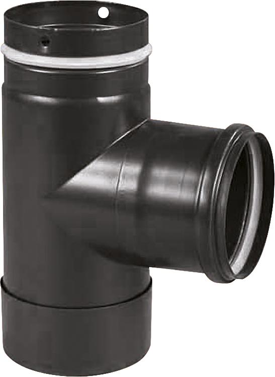 Abgas-Kapselknie für Pellet Abgasrohr Ø 80 mm, Schwarz emailliert Abgas-Kapselknie für Pellet Abgasrohr Ø 80 mm, Schwarz emailliert