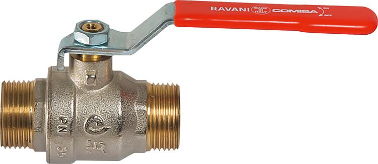 Messing Kugelhahn DN15 (1/2") AG/AG mit Stahl-Handhebel rot PN45 Messing Kugelhahn DN15 (1/2") AG/AG mit Stahl-Handhebel rot PN45