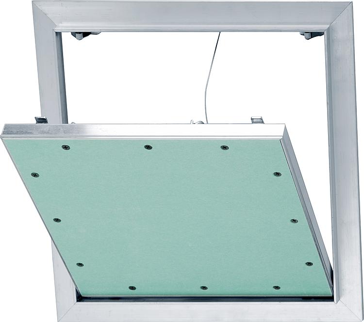 Revisionstür Alu-Star mit Fang- sicherung und 12,5mm GK-Platte Einbaumaß 200x200 Revisionstür Alu-Star mit Fang- sicherung und 12,5mm GK-Platte Einbaumaß 200x200