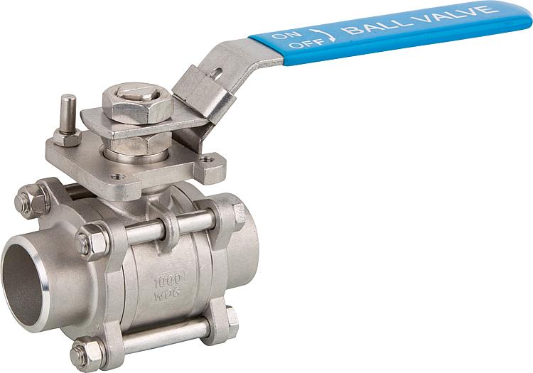 3 tlg.Einschweißkugelhahn aus EdelstahlWerkstoff 1.4408 PN 64/40 1/2" Typ A-641 3 tlg.Einschweißkugelhahn aus EdelstahlWerkstoff 1.4408 PN 64/40 1/2" Typ A-641