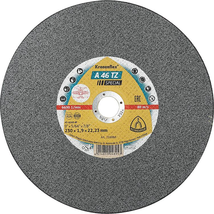 Trennscheibe KLINGSPOR A 46 TZ SPECIAL INOX 230 x 1,9 x 22,23 mm Trennscheibe KLINGSPOR A 46 TZ SPECIAL INOX 230 x 1,9 x 22,23 mm