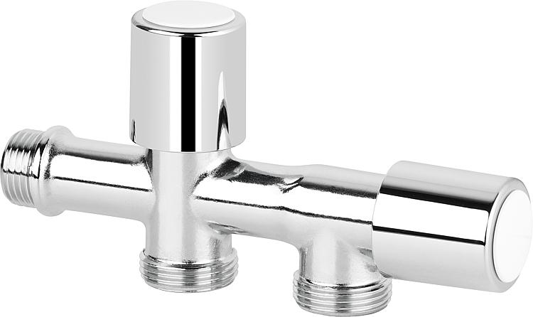 Doppel Waschmaschinenhahn verchromt, 2 Zapfstellen 1/2"AG x 3/4"AG x 3/4"AG Doppel Waschmaschinenhahn verchromt, 2 Zapfstellen 1/2"AG x 3/4"AG x 3/4"AG