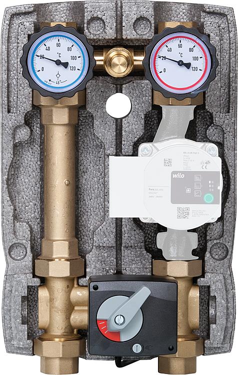 Heizkreisset Easyflow DN25 R1" mit Isolierung 4-Wege- Mischer und Überströmventi Heizkreisset Easyflow DN25 R1" mit Isolierung 4-Wege- Mischer und Überströmventi
