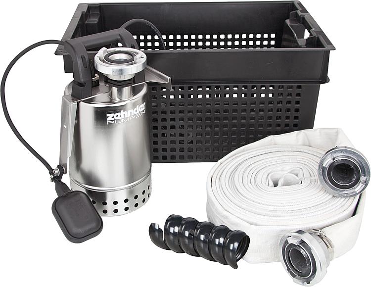 Flutset-Edelstahlpumpe E-ZW 65 A mit Rückschlagklappe und Schwimmer Flutset-Edelstahlpumpe E-ZW 65 A mit Rückschlagklappe und Schwimmer