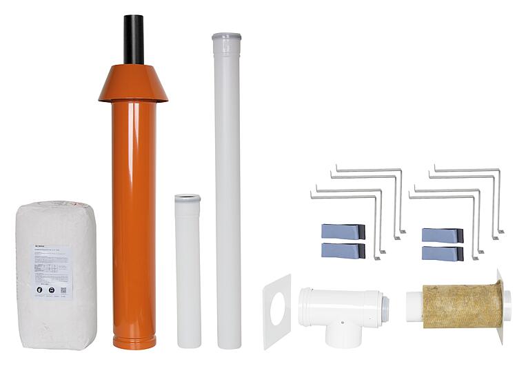 Grundpaket Porifix, Schrägdach 35° - 55°, DN 60/100 rot, 1,0m Grundpaket Porifix, Schrägdach 35° - 55°, DN 60/100 rot, 1,0m