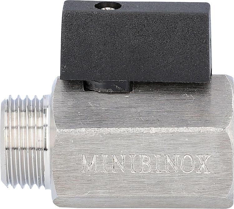 Mini-Kugelhahn, edelstahl AISI 316, IG x AG 1/2" mit kurzem Hebel Mini-Kugelhahn, edelstahl AISI 316, IG x AG 1/2" mit kurzem Hebel