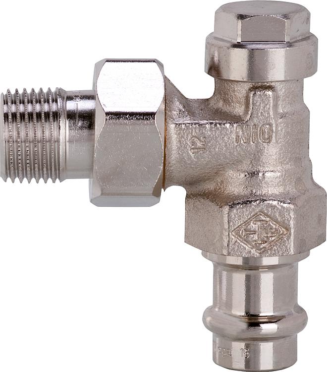 Eck Heizkörper-Rücklaufverschrau- bung mit 15mm Viega Pressanschluss EARE 15 (1/ Eck Heizkörper-Rücklaufverschrau- bung mit 15mm Viega Pressanschluss EARE 15 (1/
