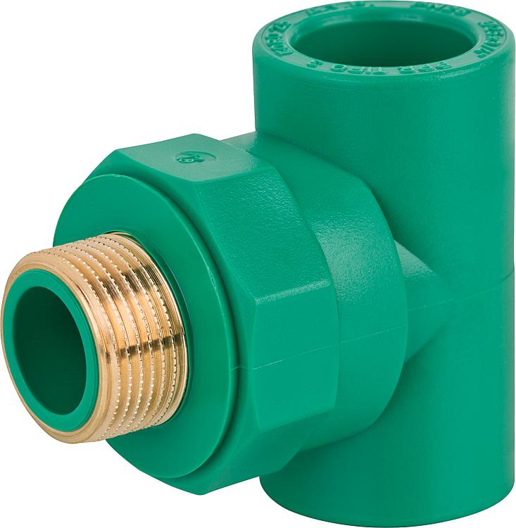 PPR Rohr T-Stück AG PN25 20 mm x 1/2" x20 mm PPR Rohr T-Stück AG PN25 20 mm x 1/2" x20 mm