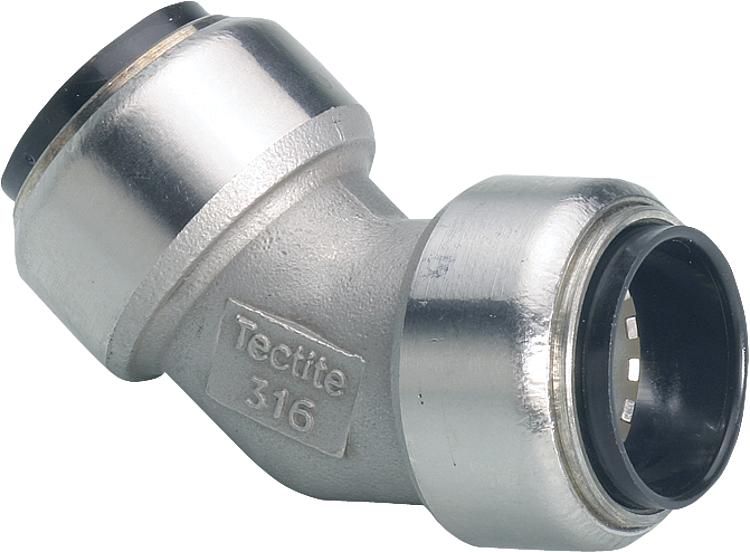 Edelstahl-Steckfitting Bogen 45  (i/i) 15 mm Edelstahl-Steckfitting Bogen 45  (i/i) 15 mm