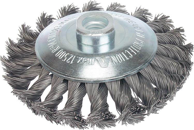 Zopfkegelbürste Ø 115x12 mm Stahldraht 0,5 mm Gewindeaufnahme M 14 Zopfkegelbürste Ø 115x12 mm Stahldraht 0,5 mm Gewindeaufnahme M 14