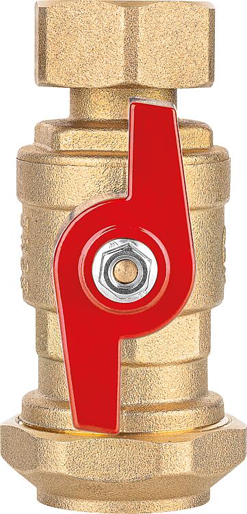 Kugelhahn für Soleverteiler ÜWM DN25(1") x 25mm-Klemmring, roter Griff Kugelhahn für Soleverteiler ÜWM DN25(1") x 25mm-Klemmring, roter Griff