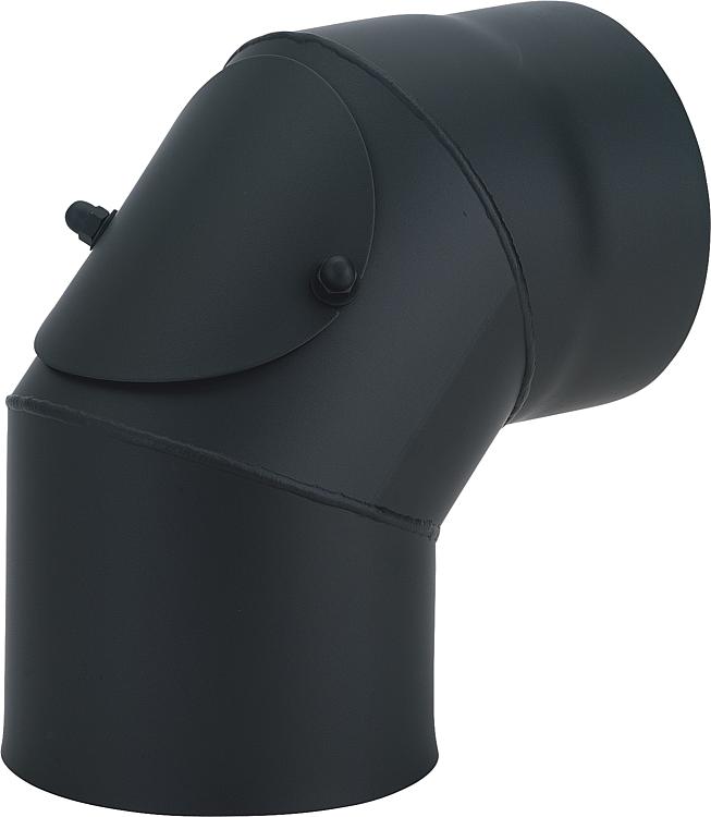 lackierter Rauchrohrbogen, mit Reinigungstür, DN150, 90 °, schwarz lackierter Rauchrohrbogen, mit Reinigungstür, DN150, 90 °, schwarz