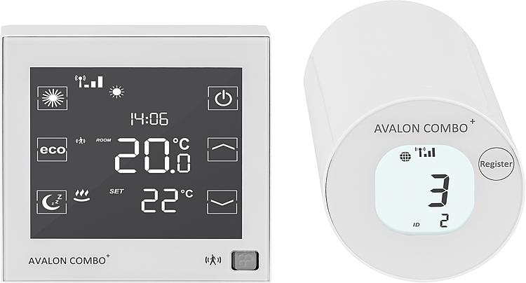 Funk-Raumthermostat und Heizkörperstellantrieb, Avalon Combo+