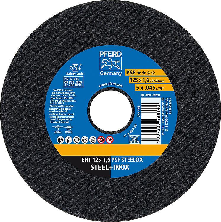Trennscheibe PFERD Ø 125 x 1,6 x 22,23mm, gerade für Stahl, Edelstahl Trennscheibe PFERD Ø 125 x 1,6 x 22,23mm, gerade für Stahl, Edelstahl