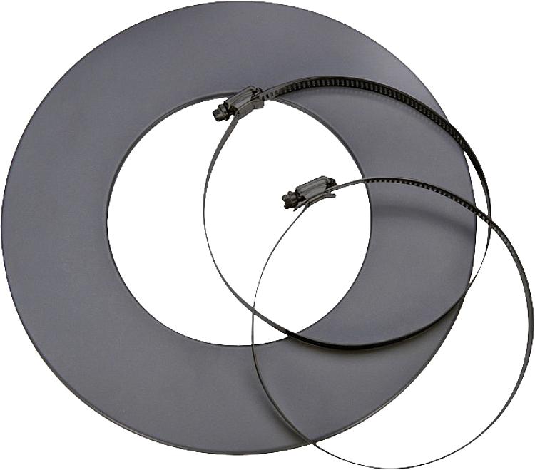 Rosette mit Klemmschellen grau Rosette mit Klemmschellen grau