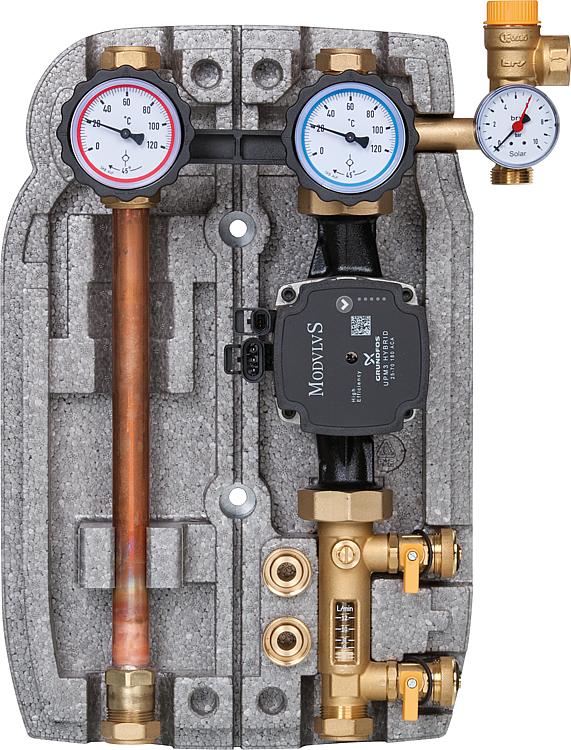 Solarstation Easyflow 22mm Zweistrang,2-12l/min, Grundfos UPM3 Hybrid 25-70