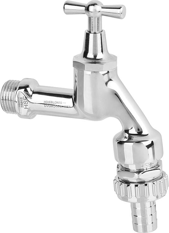 Auslaufhahn verchromt poliert m. Rohrbelüf. u. Rückflussver- hinderer,R1/2" mitS Auslaufhahn verchromt poliert m. Rohrbelüf. u. Rückflussver- hinderer,R1/2" mitS