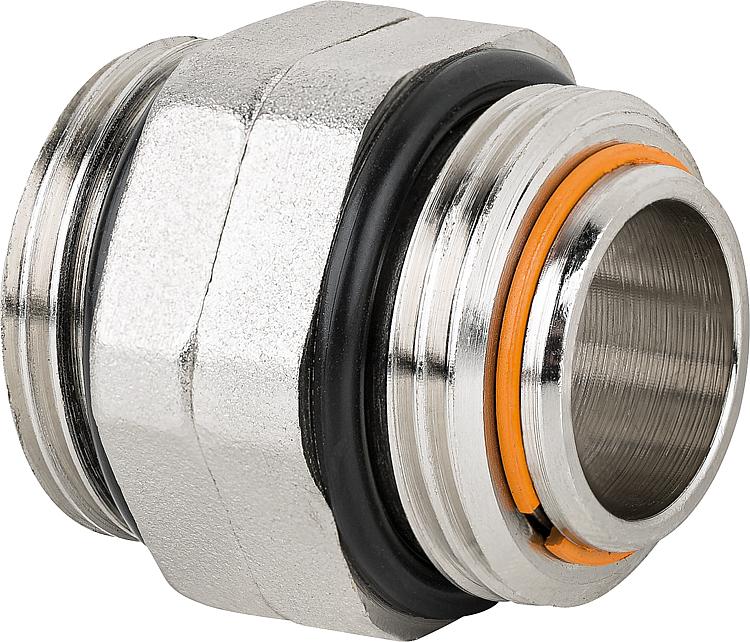 Doppelnippel Sechskant drehbar 1" AG x 1" AG vernickelt Doppelnippel Sechskant drehbar 1" AG x 1" AG vernickelt