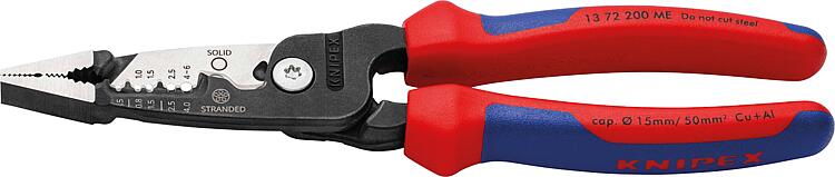 Multifunktions-Elektrikerzange KNIPEX Länge: 200 mm, brüniert, Mehrkomponentengriffe