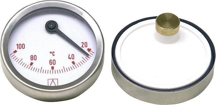 Bimetall-Thermometer D=63mm exzentrisch, 20-100 C, blau Bimetall-Thermometer D=63mm exzentrisch, 20-100 C, blau